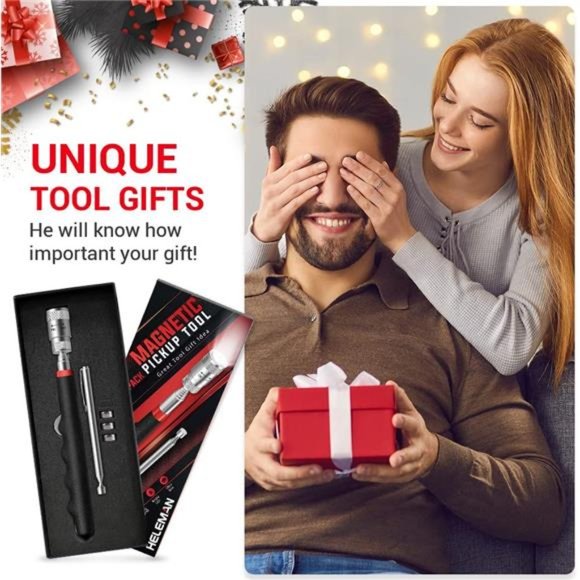 Magnetic Pickup Tools Gifts for Men - LED Telescoping Pick Up Tool - Picture 2 of 6